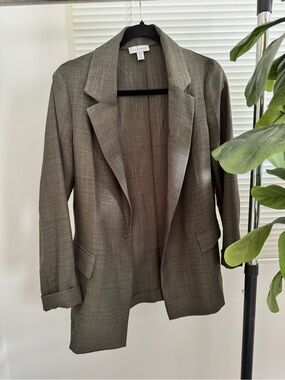 Women's Olive Green Open Blazer Jacket